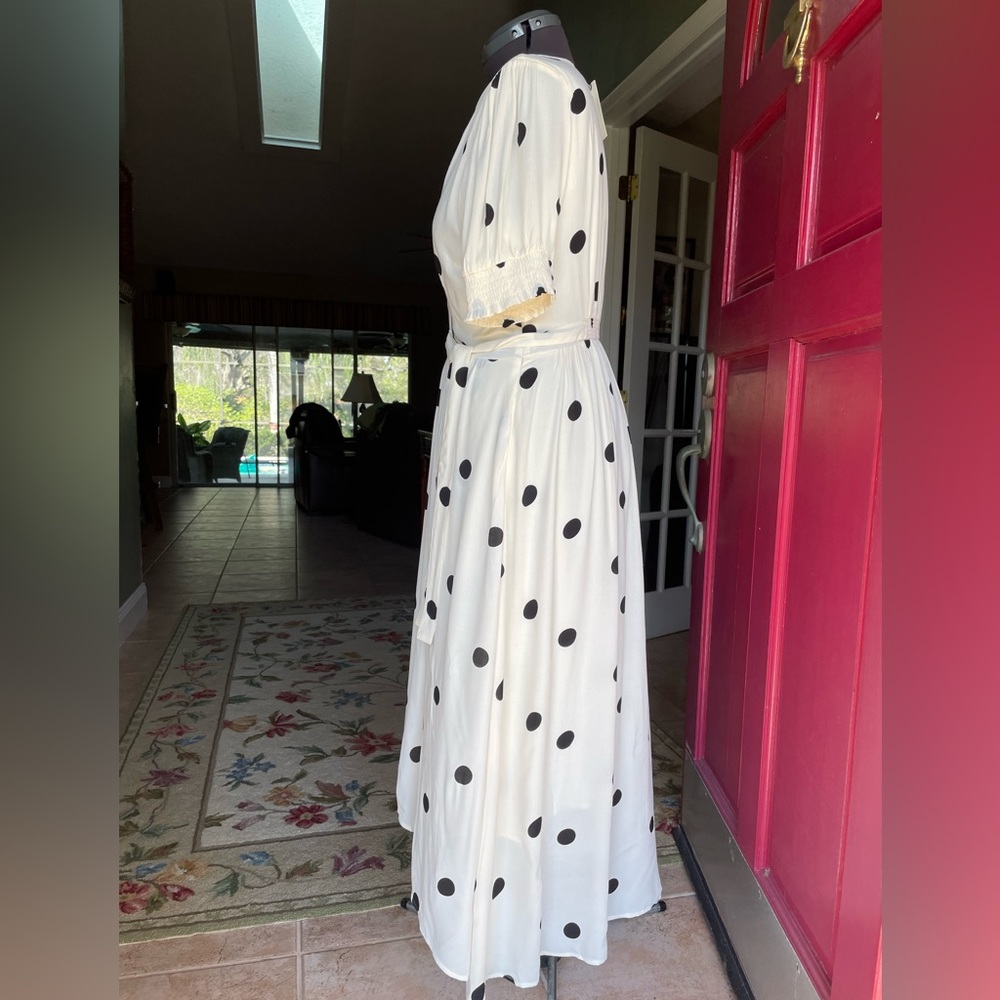 Maeve by Anthropologie White Midi Sundress with Puff Sleeves and V-Neck - Picture 14 of 16